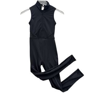 Balera Child Dance Front Zip Jumpsuit Size MC Black Back Cutout Competitive